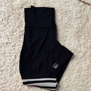 Bombshell Sportswear Black Leggings with Gray Stripes